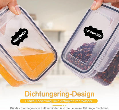 Luftdichte Vorratsdosen Set 28tlg. mit Etiketten und Löffel