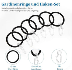 40 Stück Metall Vorhangringe und 40 Stück Kunststoff Gardinenhaken