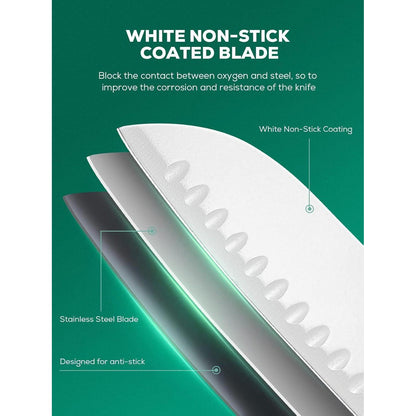 Messerblock mit Messer 16 TLG Messer Set Weiß Antihaft