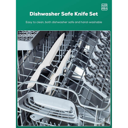 Messerblock mit Messer 16 TLG Messer Set Weiß Antihaft