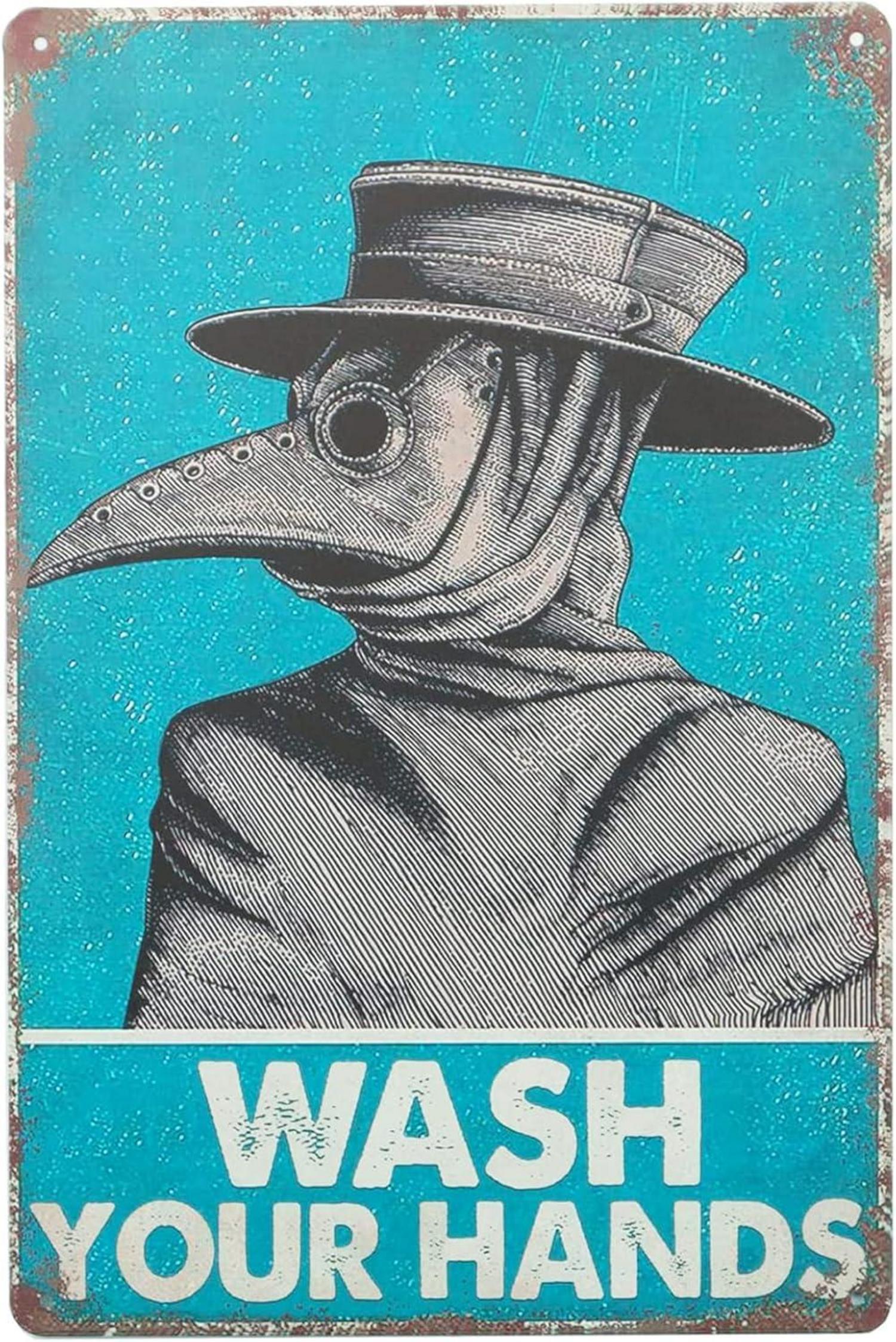 Vintage Doctor Plague Wash Hands Blechschild 20x30cm Metallschild