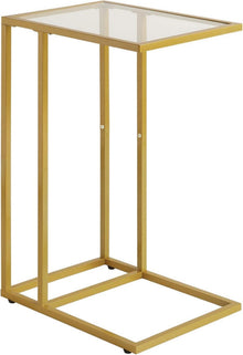 Beistelltisch Glastisch Metallgestell Hartglas Goldfarben