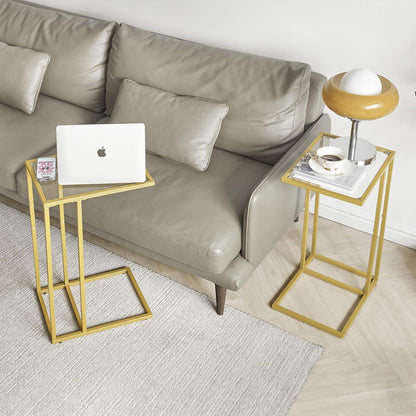 Beistelltisch Sofatisch Laptoptisch Hartglas Metallgestell