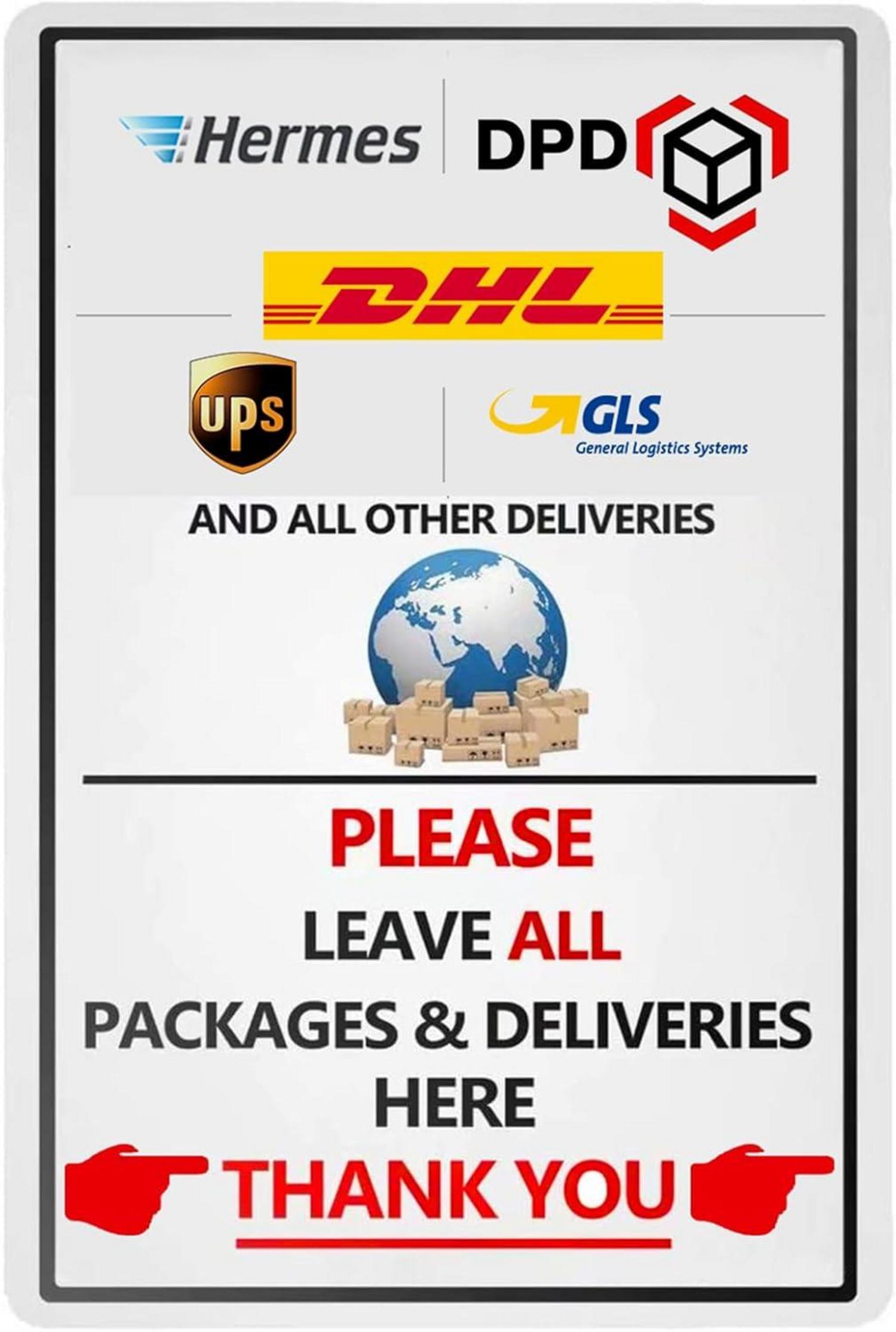 Bleichschilder 20x30cm Metallschild Haustür Dekor Leave Package Here