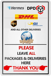 Bleichschilder 20x30cm Metallschild Haustür Dekor Leave Package Here