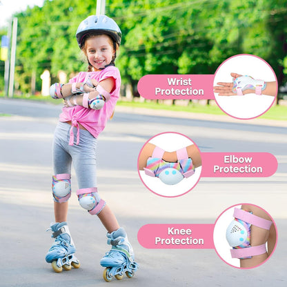 Knieschoner Kinder Set Skateboard BMX Schützer Rainbow M