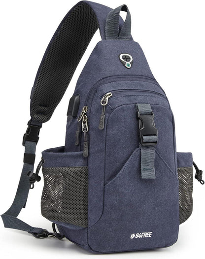Canvas Brusttasche Sling Bag für Reise Wandern Klettern
