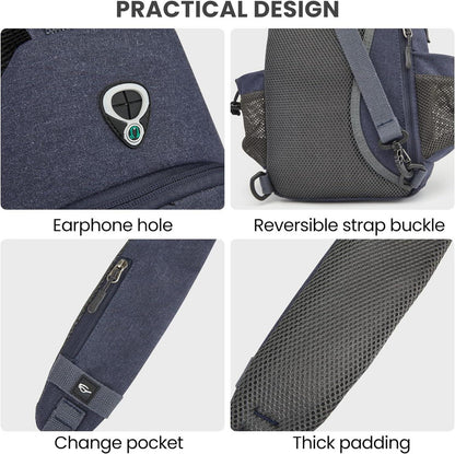 Canvas Brusttasche Schultertasche Sling Bag Herren Damen Wandern Blau