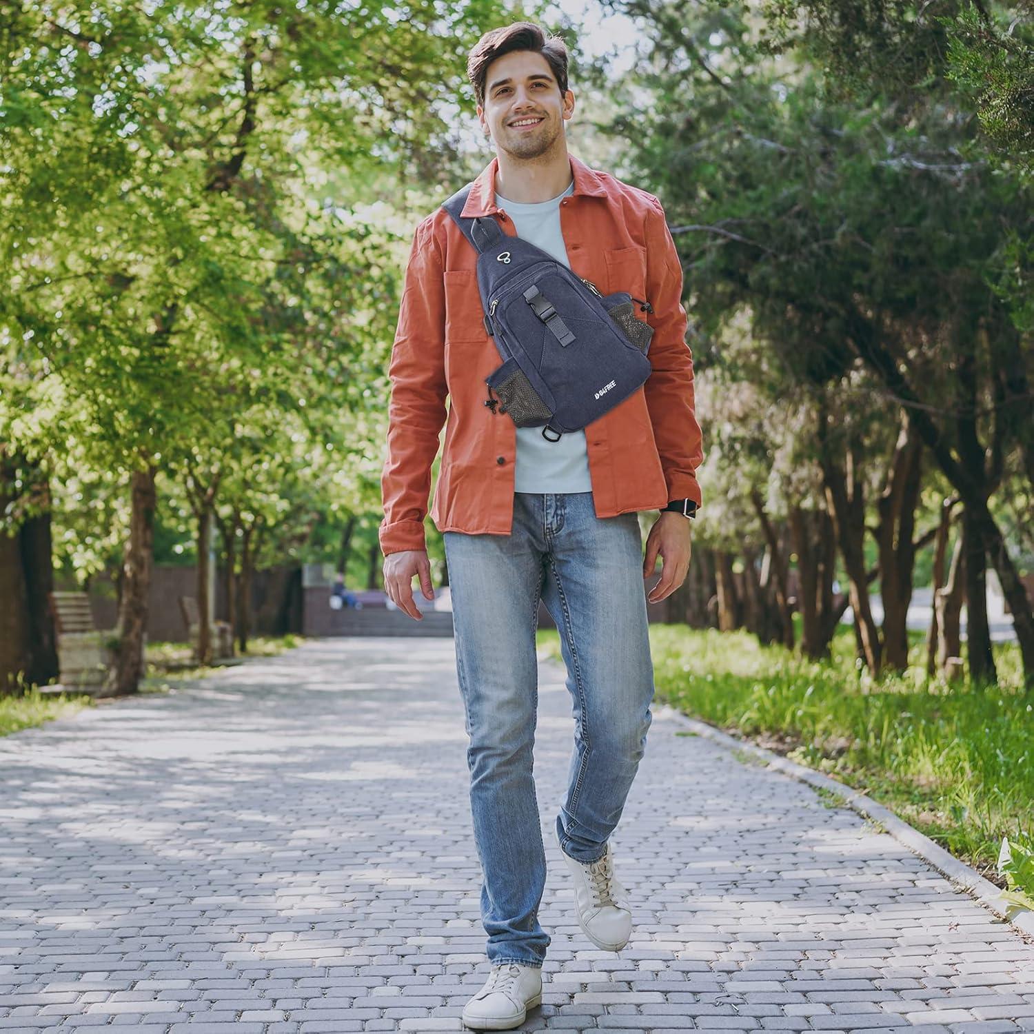 G4Free Canvas Brusttasche Schultertasche Herren Damen Reise Wandern Laufen