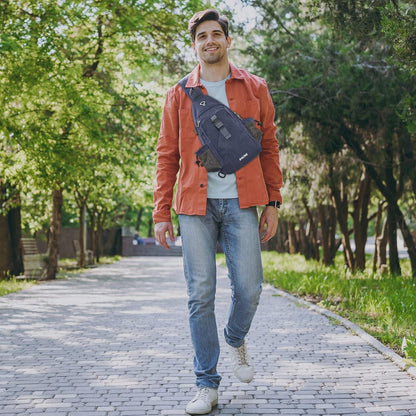 G4Free Canvas Brusttasche Schultertasche Herren Damen Reise Wandern Laufen