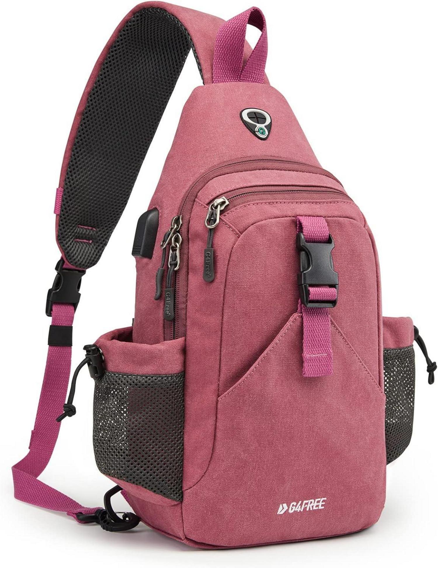 Canvas Sling Bag für Damen Herren Reise Laufen Wandern