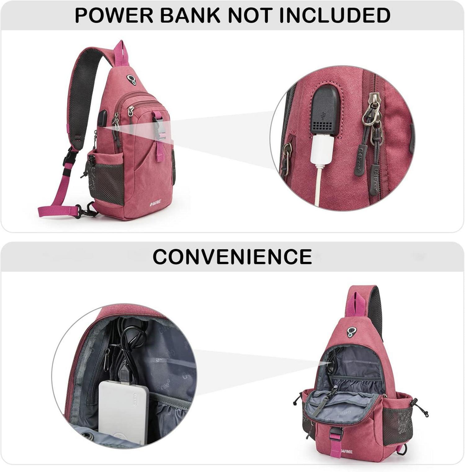 Canvas Sling Bag für Damen Herren Reise Laufen Wandern