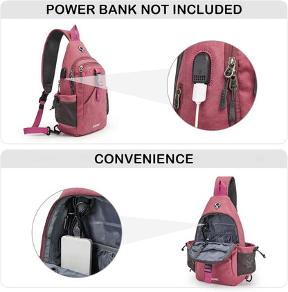 Canvas Sling Bag für Damen Herren Reise Laufen Wandern