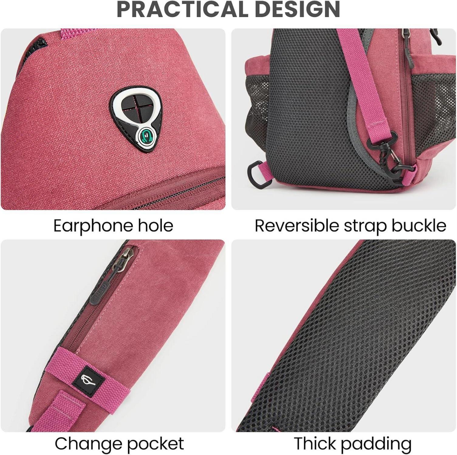 Canvas Brusttasche Schultertasche Sling Bag für Reise Wandern Laufen