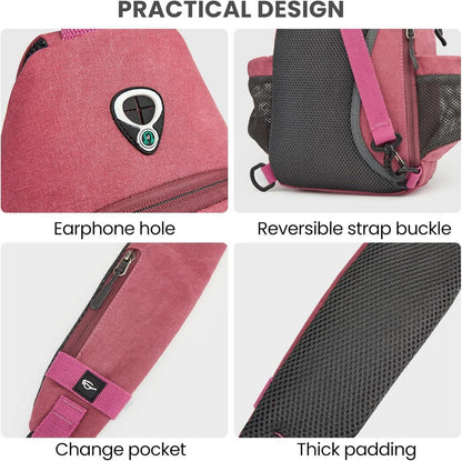 Canvas Brusttasche Schultertasche Sling Bag für Reise Wandern Laufen