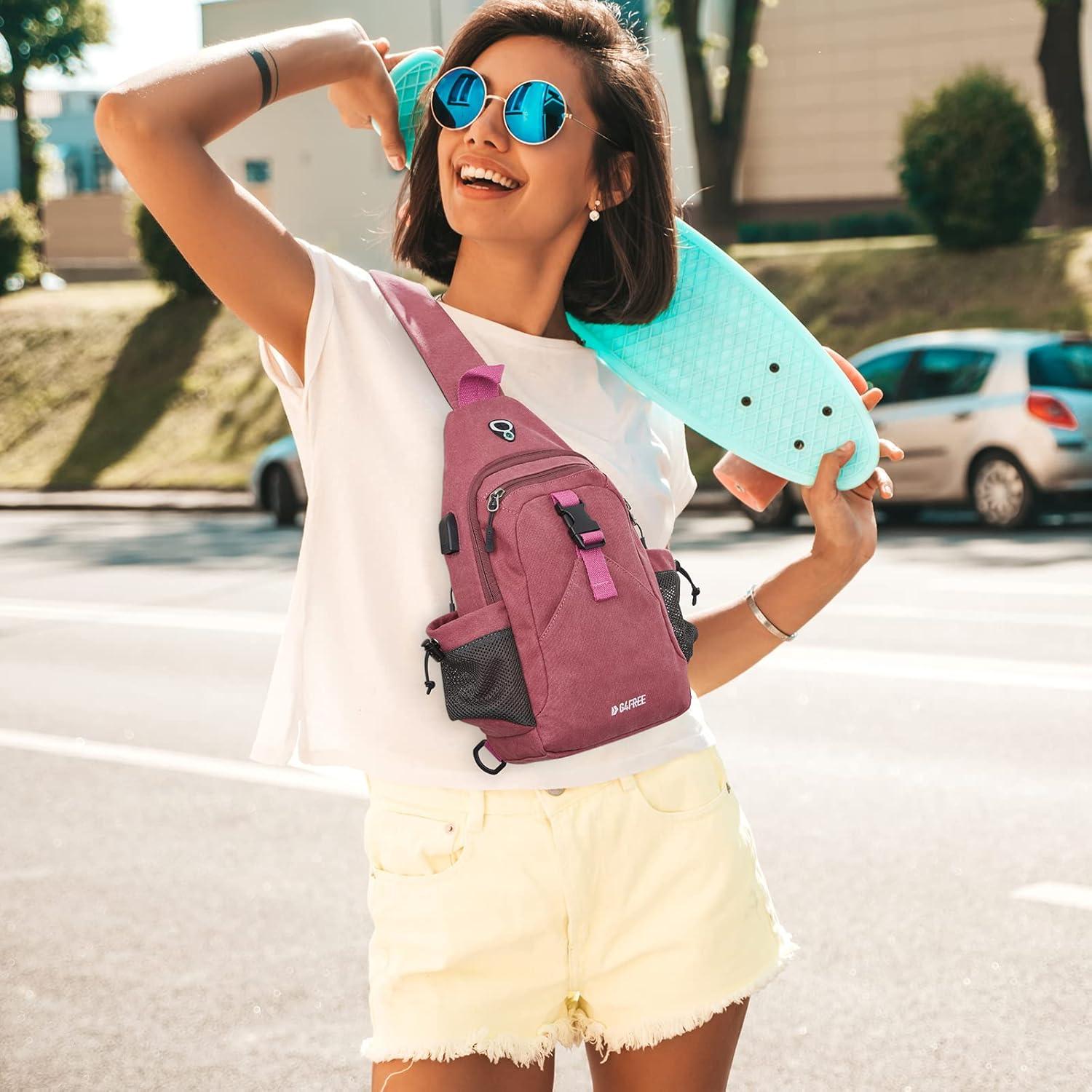 Canvas Brusttasche Schultertasche Sling Bag Herren Damen Reise Wandern