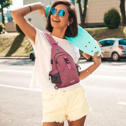 Canvas Brusttasche Schultertasche Sling Bag Herren Damen Reise Wandern