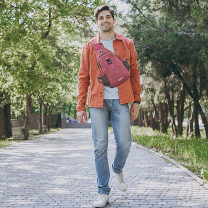 G4Free Canvas Brusttasche Sling Bag Herren Damen für Reise Wandern Laufen Klettern