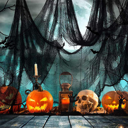 Halloween Dekoration Schwarz Gruselige Gaze 200x400 cm Gothic Horror Stoff
