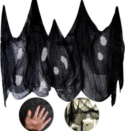 UDIKEFO Schwarz Halloween Gruselige Tuch 200x400 cm für Gothic Dekoration