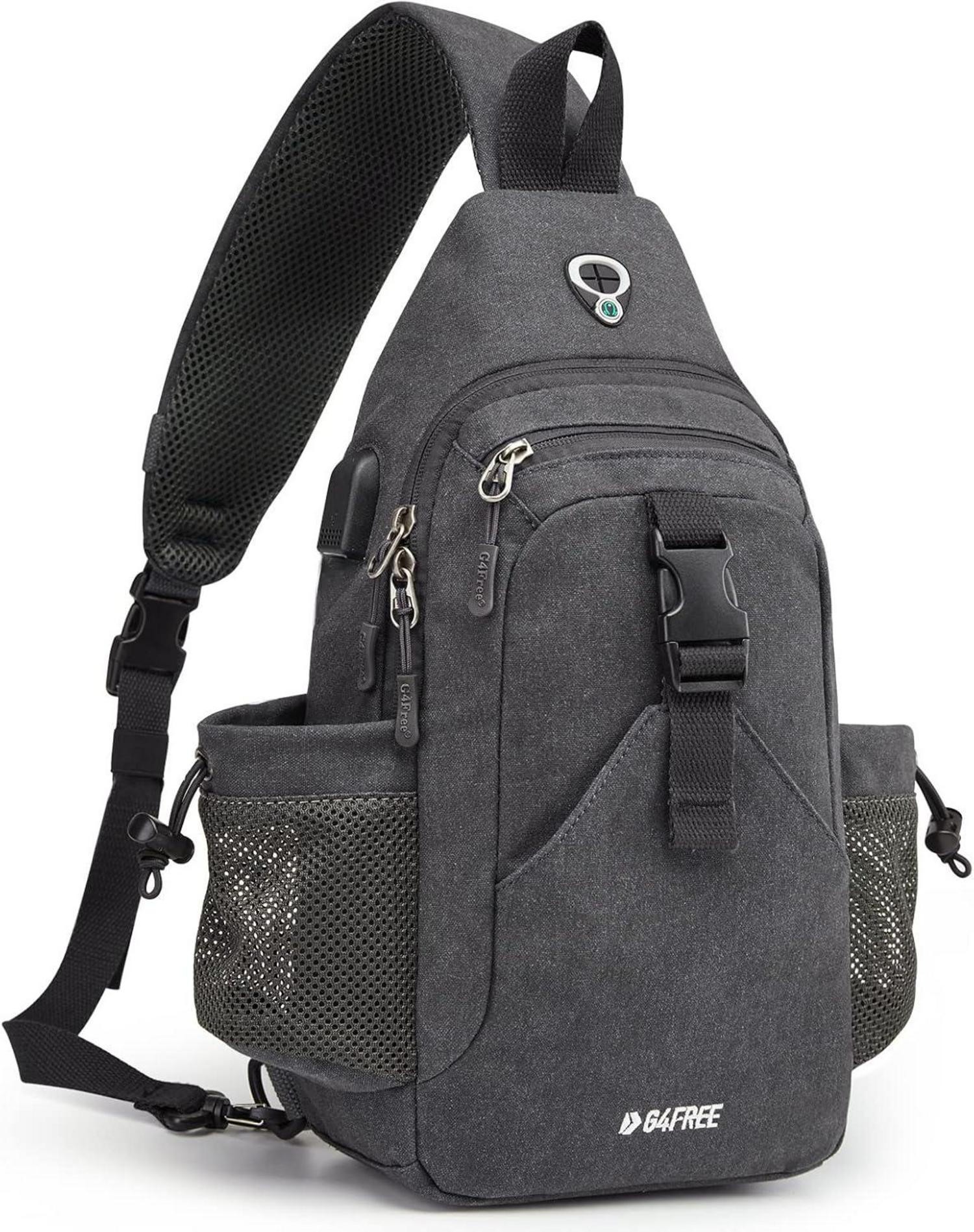 Canvas Brusttasche Schultertasche Sling Bag für Reise Wandern