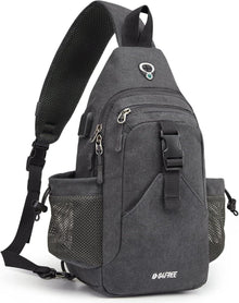 Canvas Brusttasche Schultertasche Sling Bag für Reise Wandern