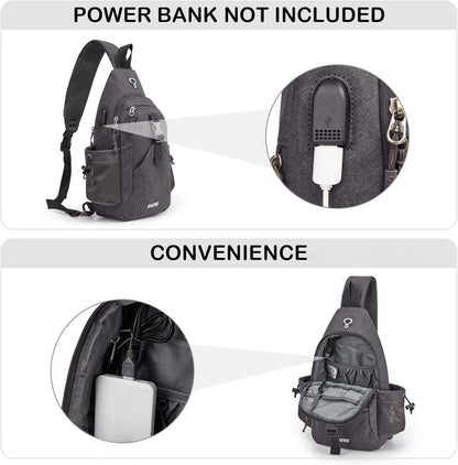 Canvas Brusttasche Schultertasche Sling Bag für Reise Wandern