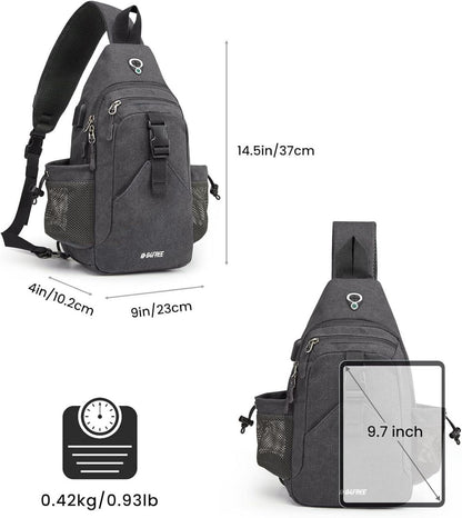 Canvas Brusttasche Schultertasche Sling Bag für Wandern Laufen Klettern