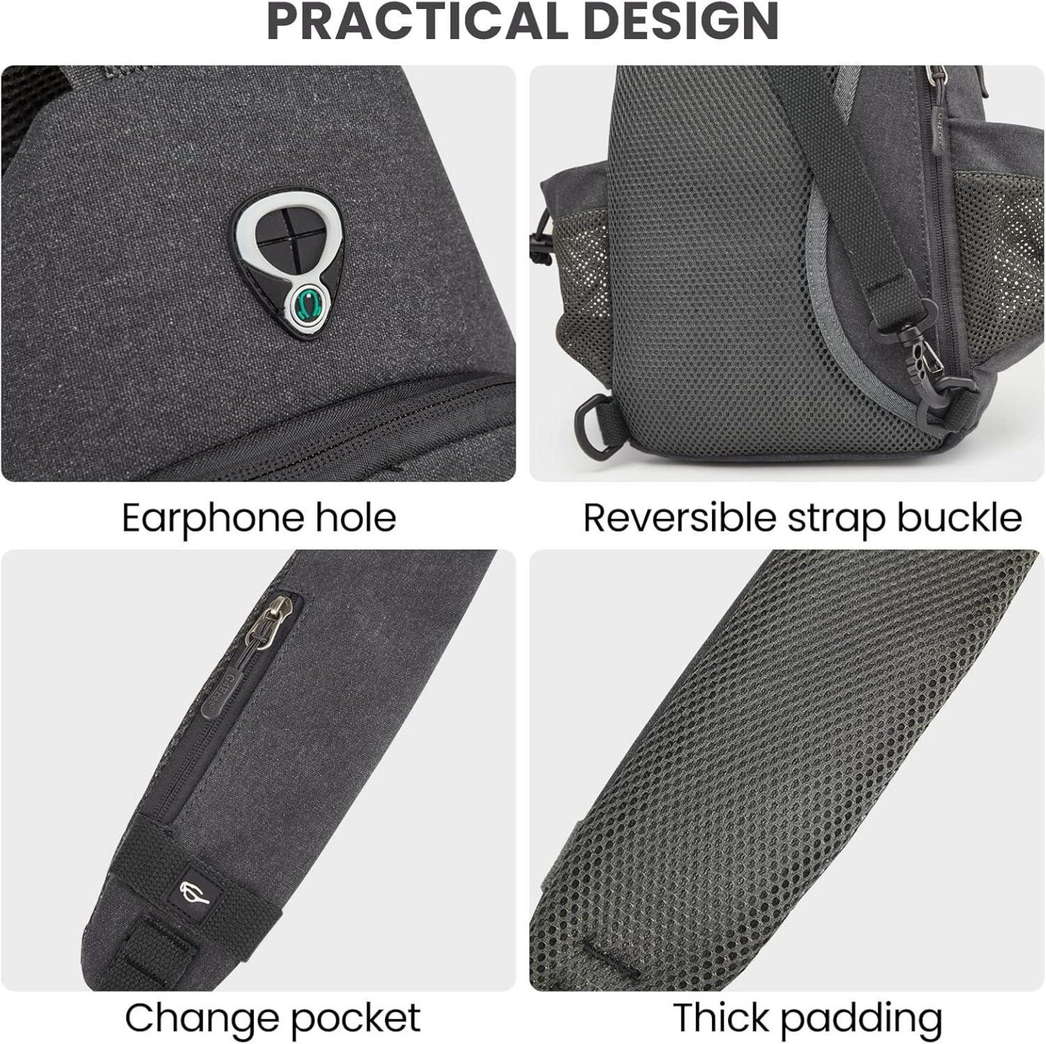 Canvas Brusttasche Schultertasche Sling Bag Herren Damen für Reise