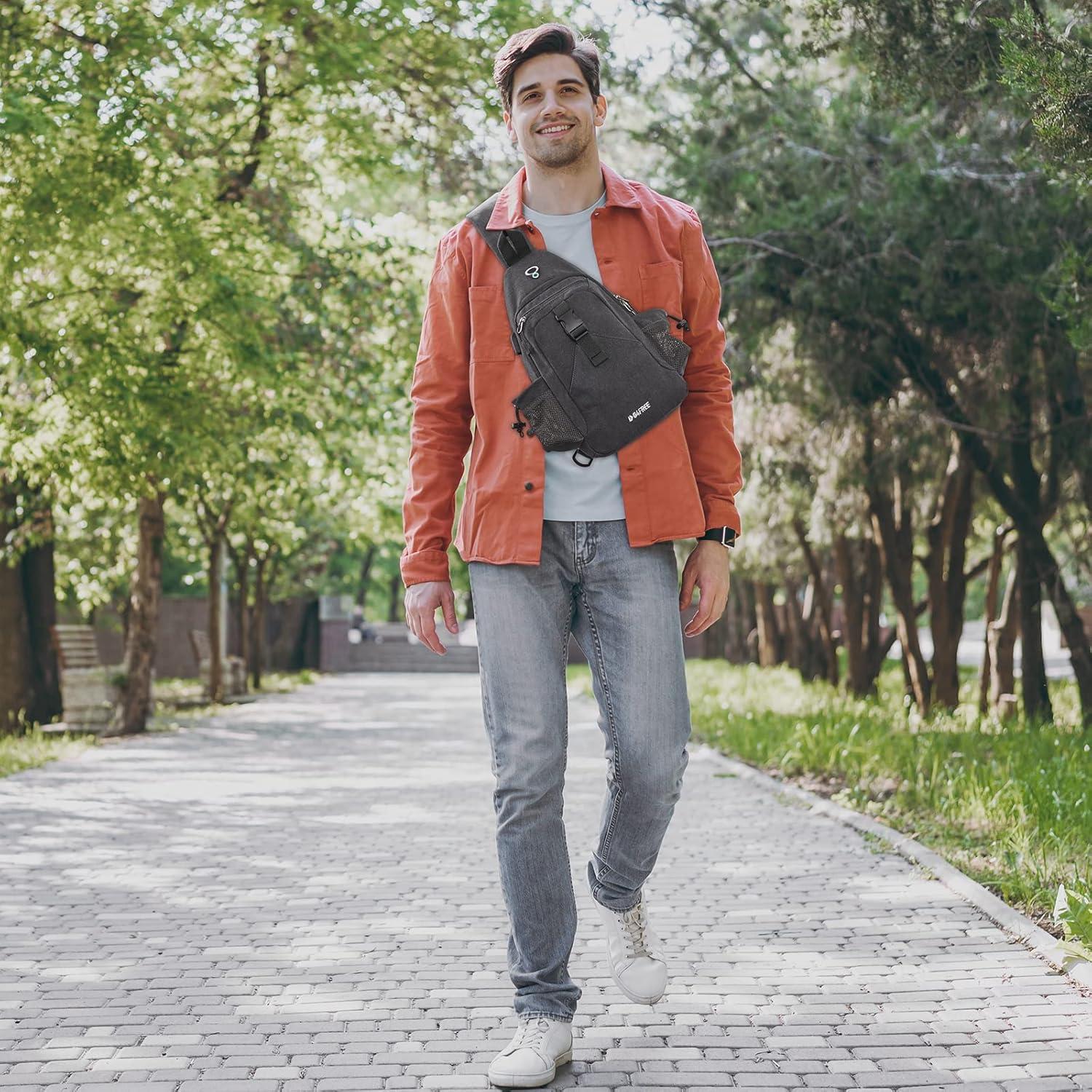 Canvas Brusttasche Schultertasche Sling Bag für Wandern Laufen Klettern