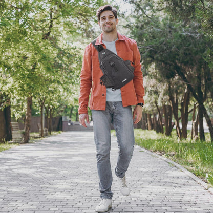 Canvas Brusttasche Schultertasche Sling Bag für Wandern Laufen Klettern