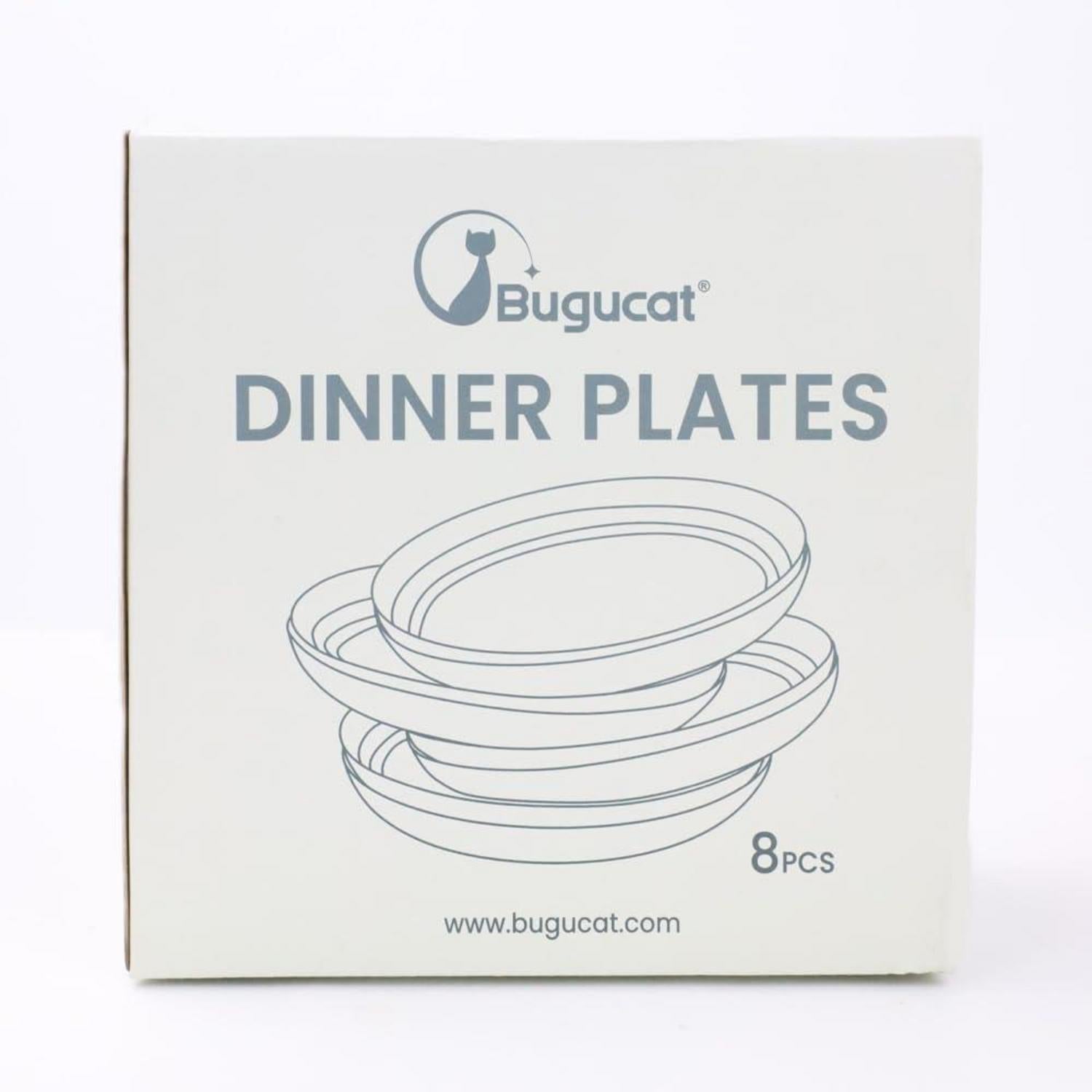 Bugucat Plastikteller Set 8er Schwarz 20CM Mikrowelle Spülmaschinenfest