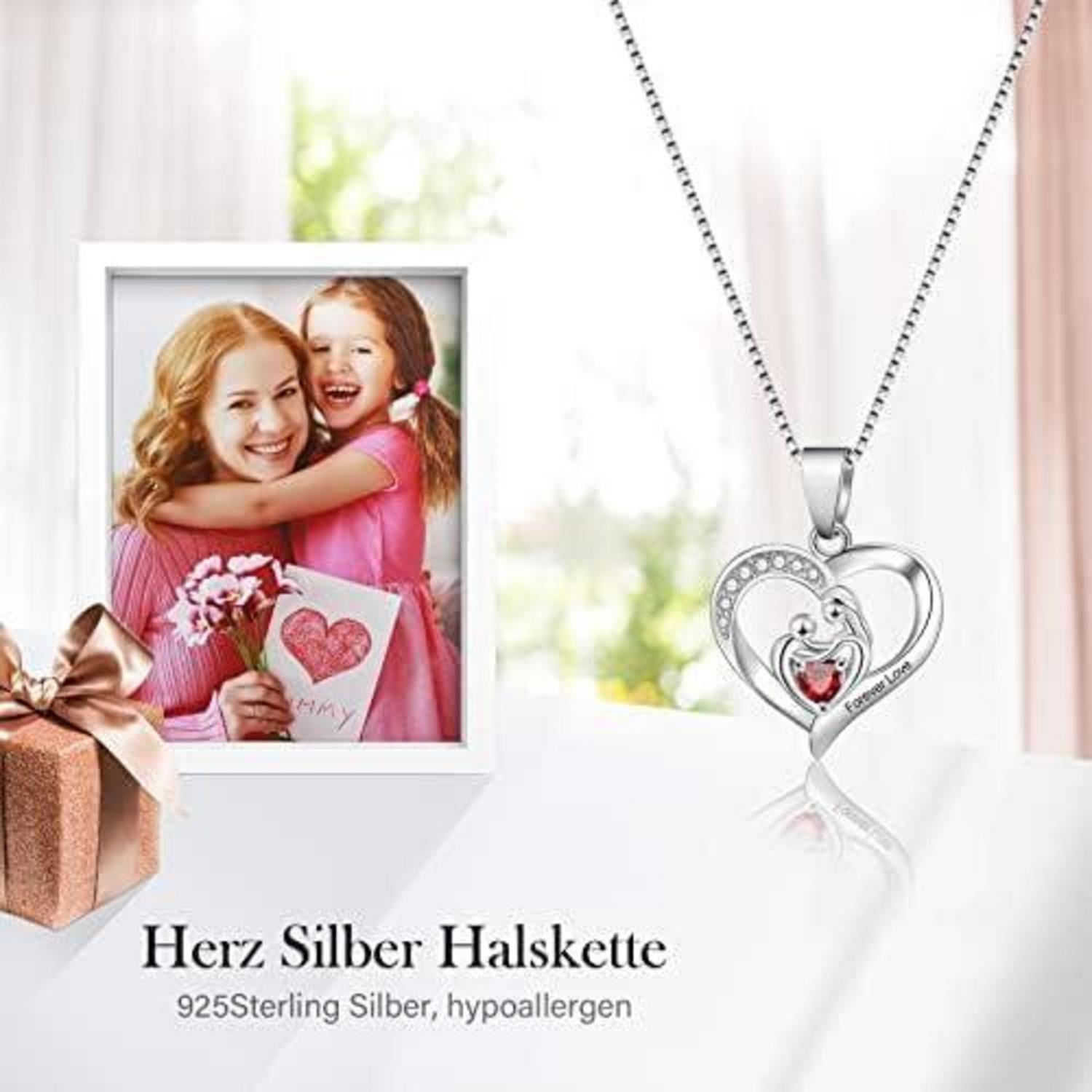 Mutter Herz Kette Gift Set Premium Geschenkbox Rose 925 Silber Ewige