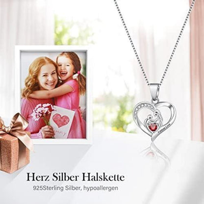 Mutter Herz Kette Gift Set Premium Geschenkbox Rose 925 Silber Ewige
