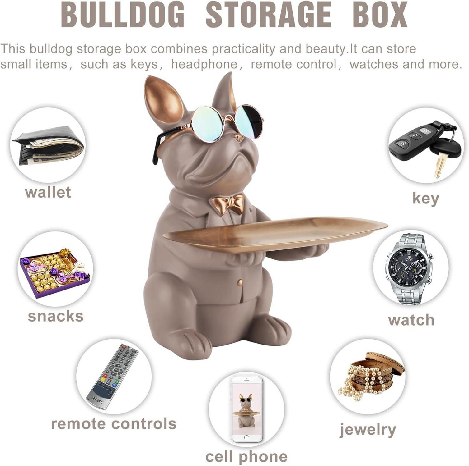 Multifunktionale Bulldoggen-Statue mit Aufbewahrungstablett