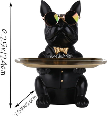 Multifunktionale Bulldoggen-Statue Harz Hunde Butler Dekoration