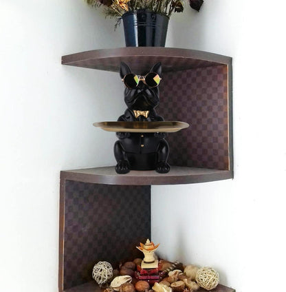 Bulldoggen-Statue Harz Aufbewahrungstablett Hunde Deko 19cm