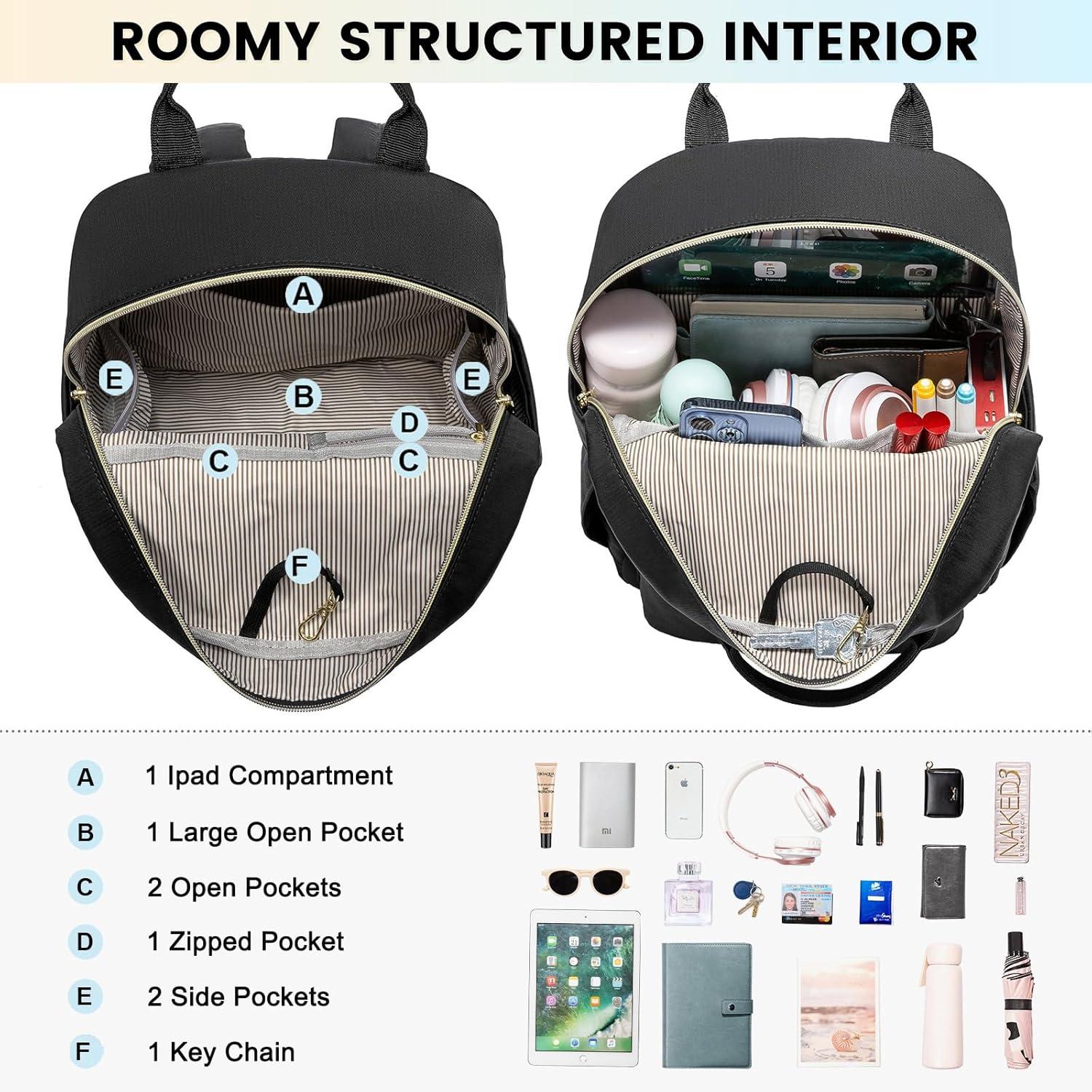 Schwarzer Wasserdichter Damen Rucksack 13.3 Zoll Laptop Mini Backpack