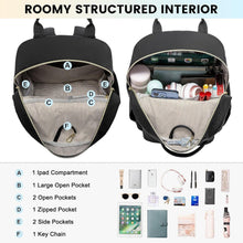 Schwarzer Wasserdichter Damen Rucksack 13.3 Zoll Laptop Mini Backpack