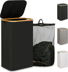 Moderner 110L Wäschekorb mit Deckel und Innentasche