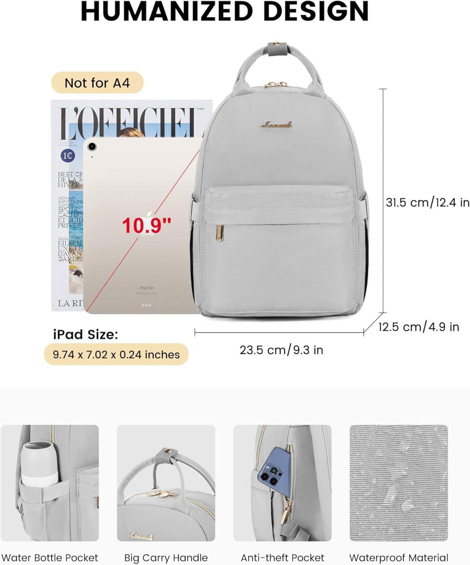 Kleiner Damen Rucksack Wasserdicht Mini Backpack Tagesrucksack Grau