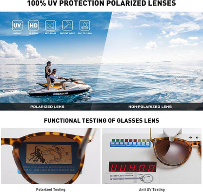 kunchu Retro Sonnenbrille Rund Polarisiert UV400 Damen Herren Vintage