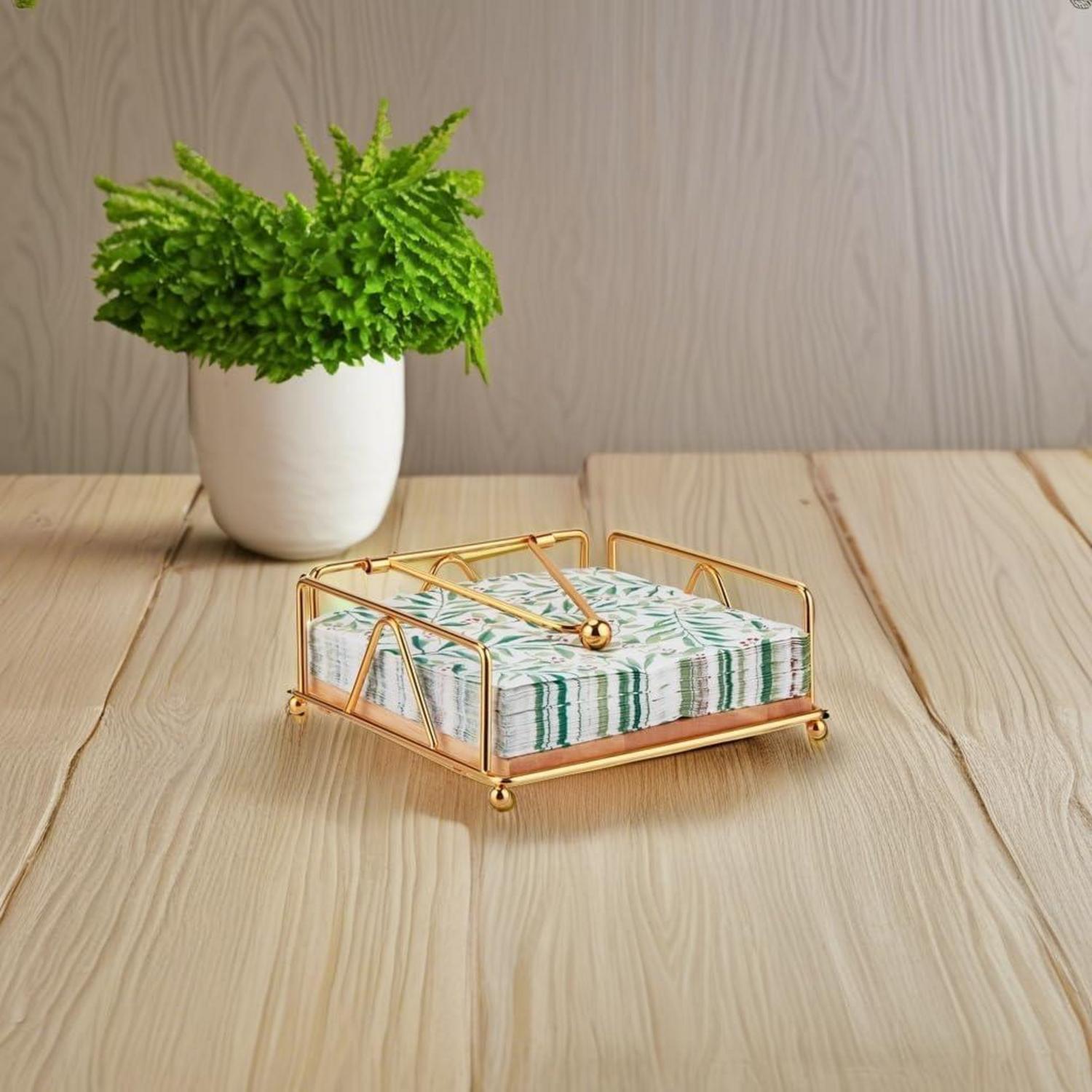 Goldener Serviettenhalter für Küche Esstisch, stabil, modern, Gusseisen