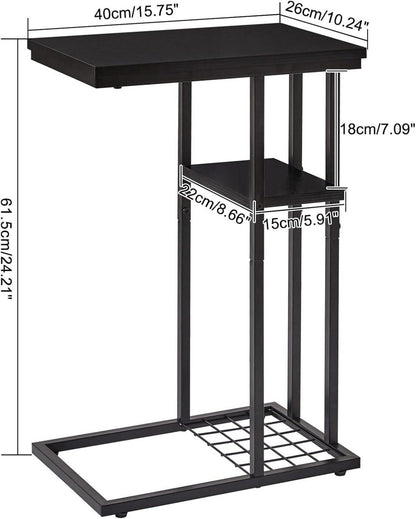 Beistelltisch Industrie-Design Sofatisch Schwarz 40x26x61.5 cm