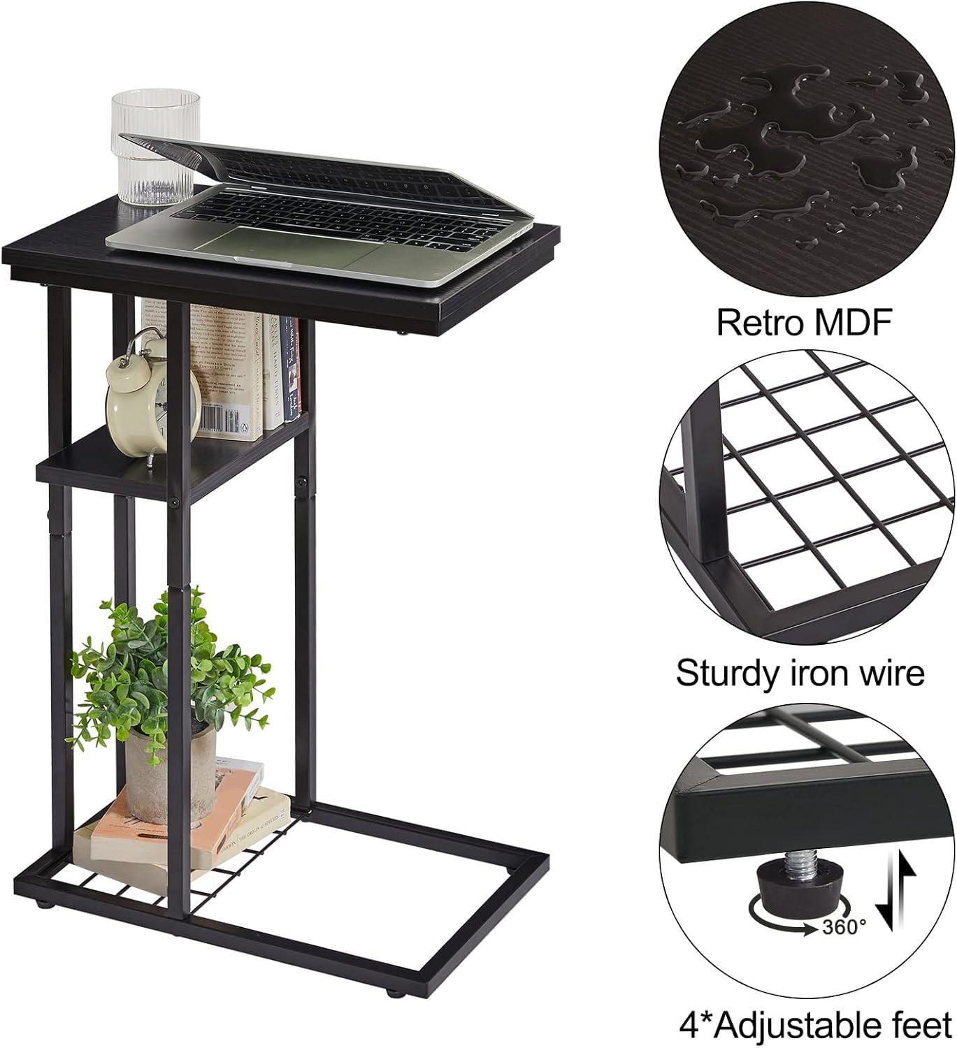 YMYNY Beistelltisch C-Form 40x26x61.5 cm Schwarz HST004B