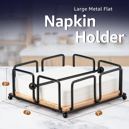 Serviettenhalter Schwarz mit Holzsockel für Bar und Outdoor