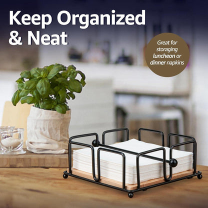 Serviettenhalter Schwarz mit Holzsockel für Bar, Moderner Stil, Platz aus