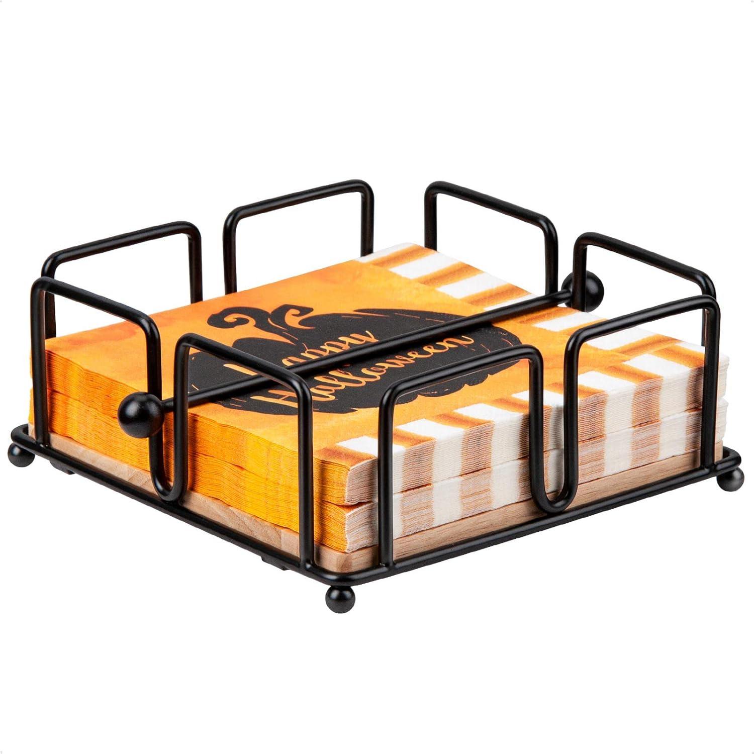 Serviettenhalter Schwarz mit Holzsockel für Bar, Moderner Stil, Platz aus