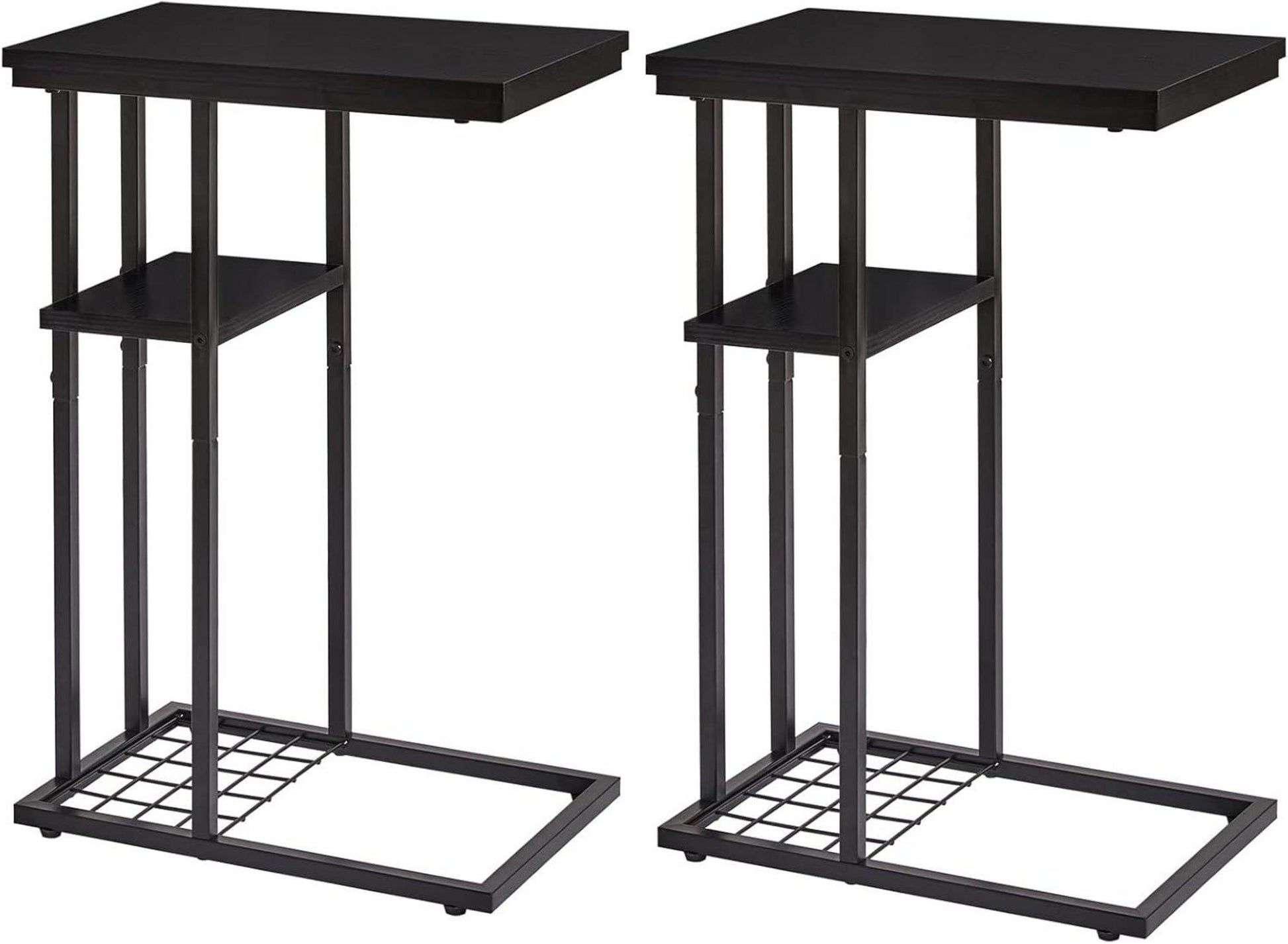 Beistelltisch Industrie-Design 2er-Set Schwarz 40x26x61.5cm