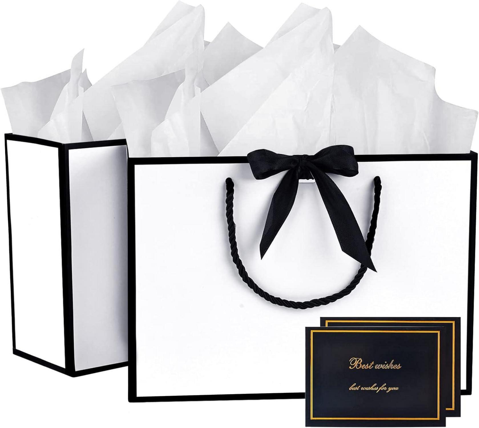 Geschenktüten mit Schleifenbändern, 2 Stück